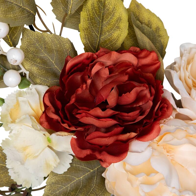 Autumn Harvest Artificial Floral Fall Foliage Twig Wreath with, 21"