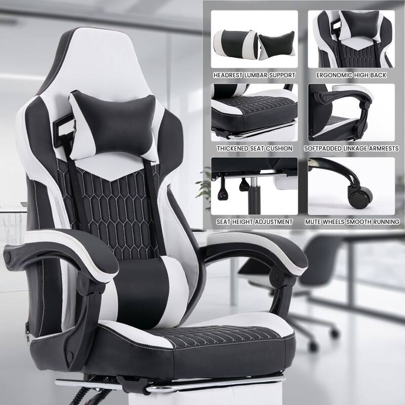 Adults with Footrest Swivel Video Game Chair