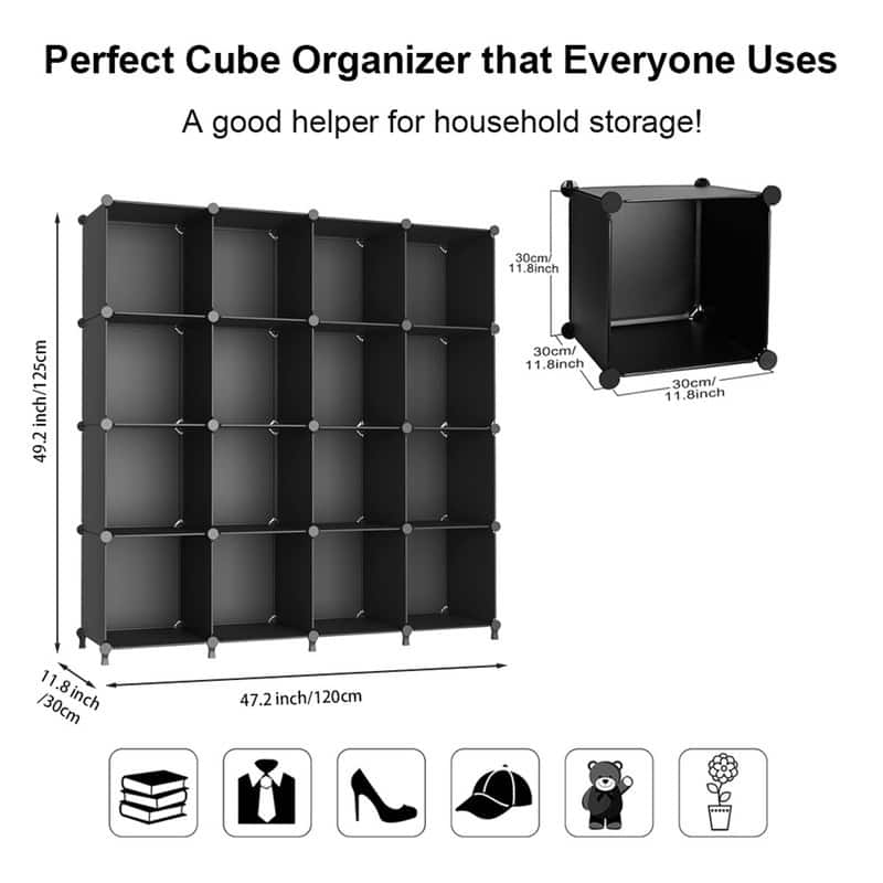 14 Cube Stackable Shoe Rack Organizer DIY Plastic Shoe Storage Cabinet - N/A