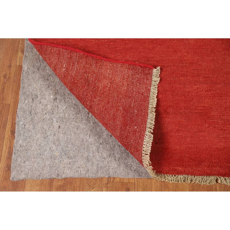 Modern Red Gabbeh Oriental Area Rug Hand-Knotted Wool Carpet - 5'6"x 7'10"