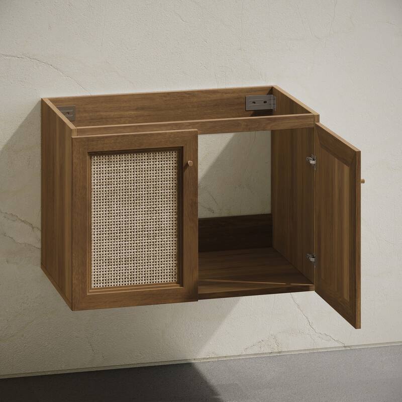 Classe 30" Wall-Mounted Bathroom Vanity In Brown Oak Without Sink Top - 30