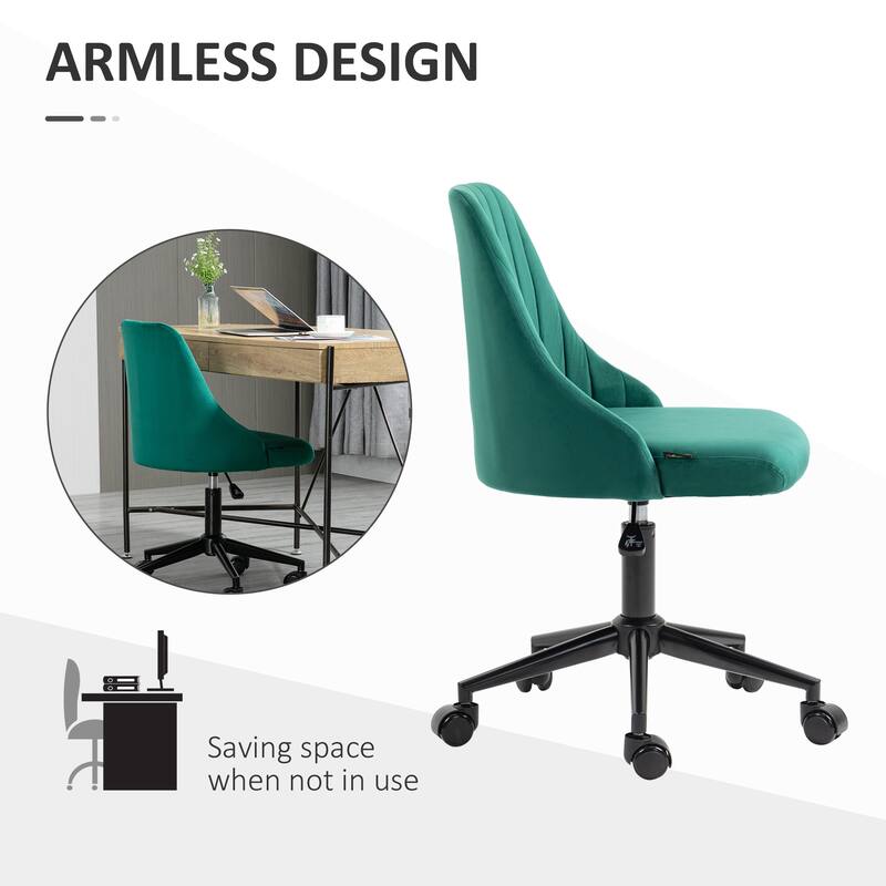 Green Computer Chair Vanity Chair with Adjustable Height, Home Desk Chair Visitor Chair Executive Chair with Wheels