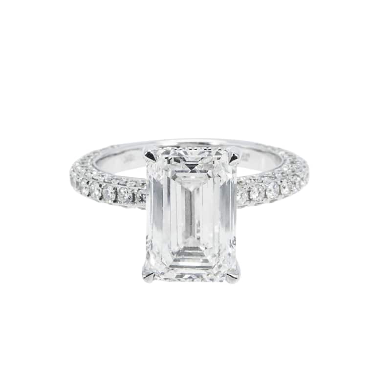 House Of Leon 18K White Gold 5.03ct Emerald Diamond Engagement Ring 6.61ctw GIA