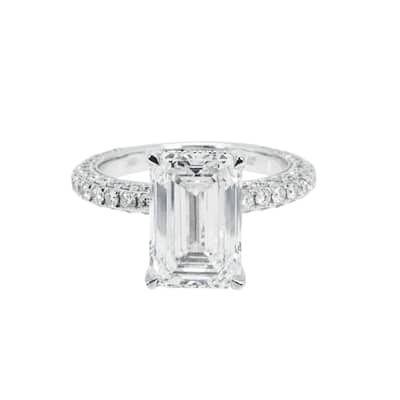 House Of Leon 18K White Gold 5.03ct Emerald Diamond Engagement Ring 6.61ctw GIA
