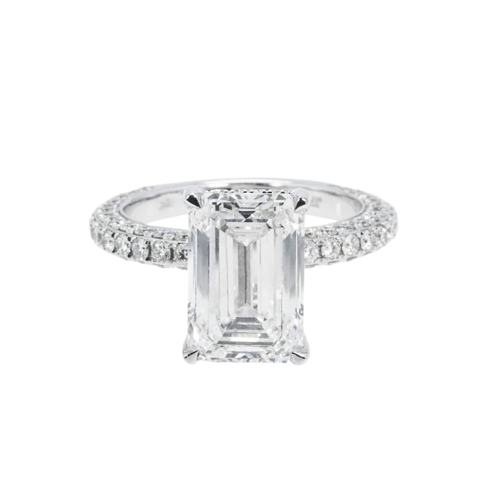 House Of Leon 18K White Gold 5.03ct Emerald Diamond Engagement Ring 6.61ctw GIA