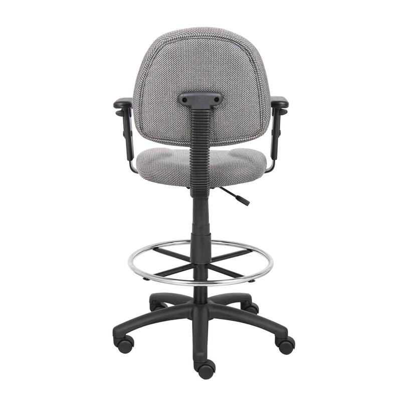 Jea Drafting Stool Chair, Adjustable, Gray Tweed, Round Footring