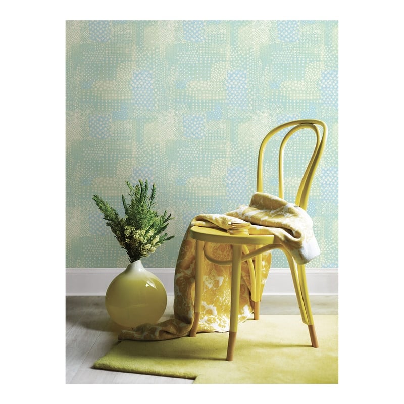 Flower Power Green Patchwork Wallpaper - 20.5in x 396in x 0.025in