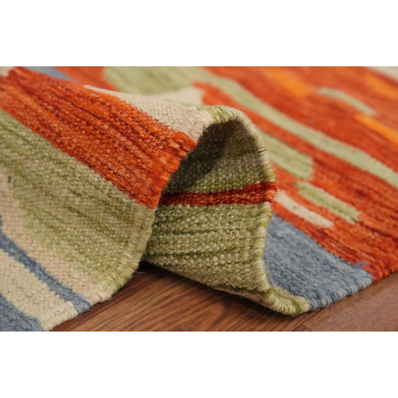 Hand Woven Oriental 100% Wool Carpet Southwestern Modern Multi-Colored Kilim Area Rug - 5' 10'' X 4' 0''