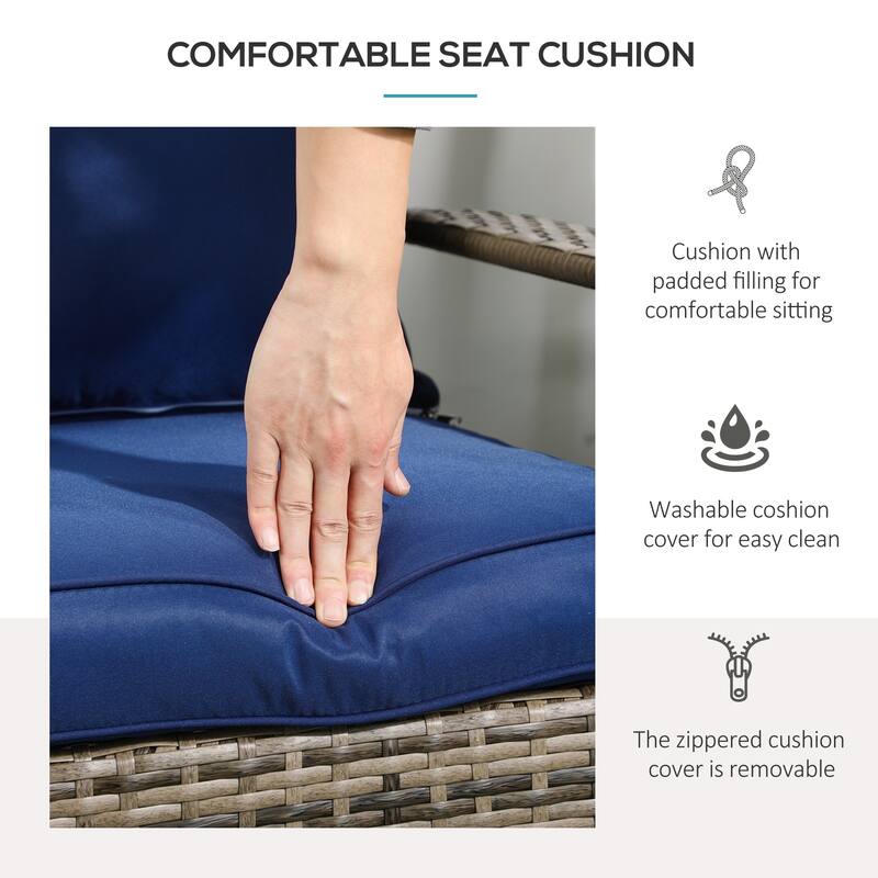 Outdoor Wicker Adirondack Chair, Patio Fire Pit Chair with Soft Cushions, Tall Curved Backrest & Armrests