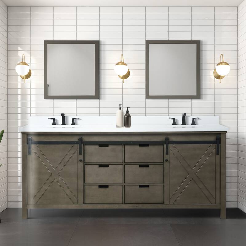 Marsyas Bath Vanity, Cultured Marble Countertop, Faucet Set and Mirrors