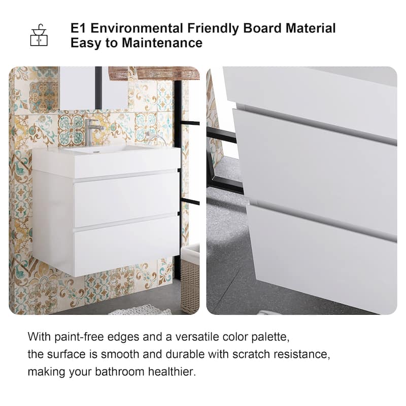Floating Bathroom Vanity with Solid Surface Top