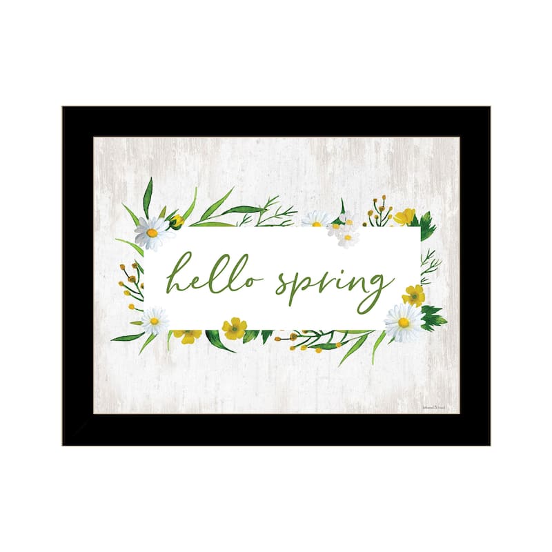 TrendyDecor4U Contemporary "Hello Spring" Framed Print Wall Art - Black