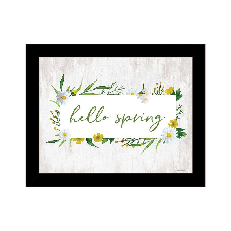 TrendyDecor4U Contemporary "Hello Spring" Framed Print Wall Art - Black