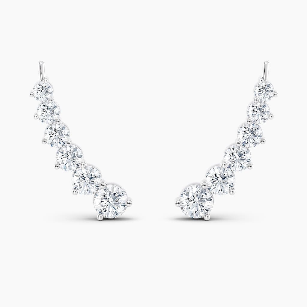 Auriya 3ctw Round Lab Grown Diamond Climber Earrings 14-karat Gold (E-F, VS1-VS2)