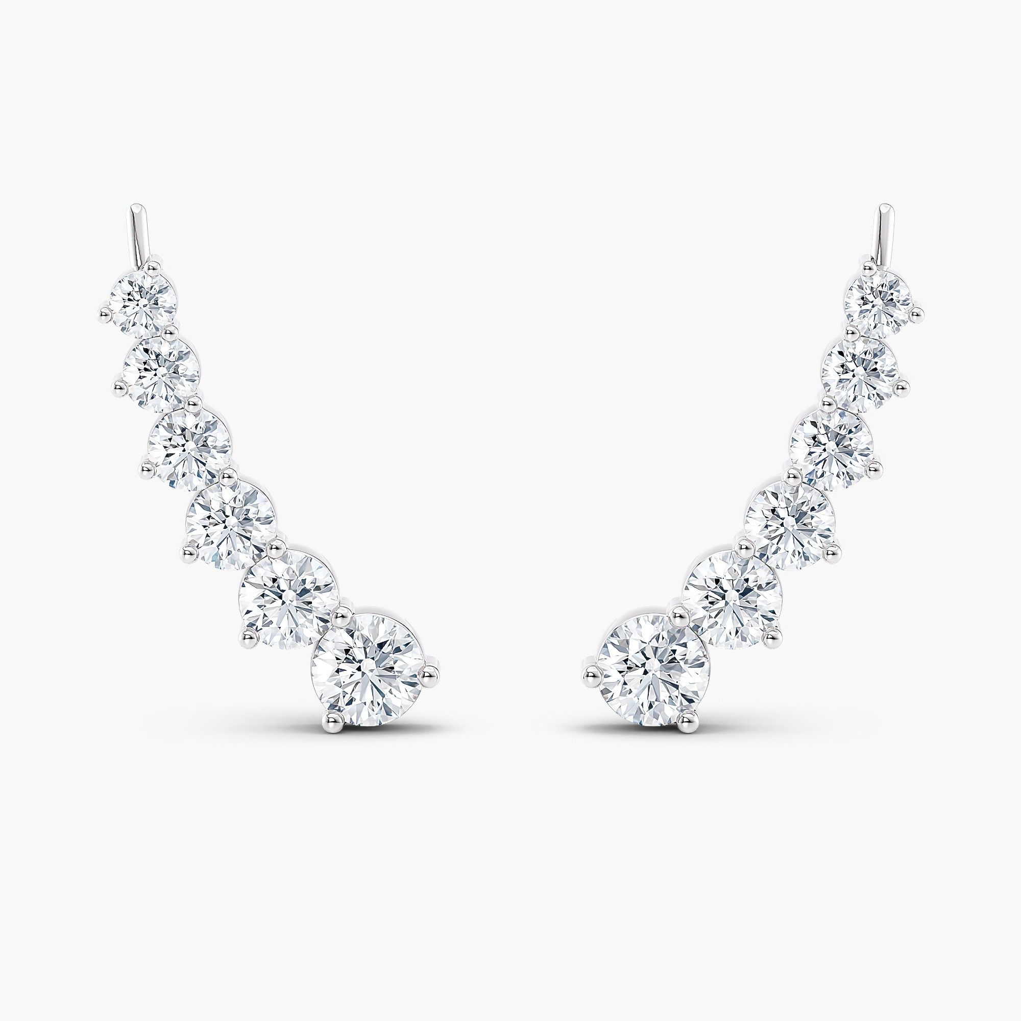 Auriya 3ctw Round Lab Grown Diamond Climber Earrings 14-karat Gold (E-F, VS1-VS2)