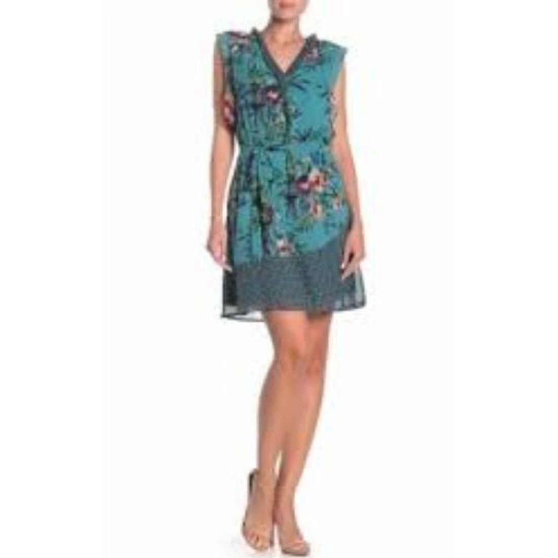 teal print dress