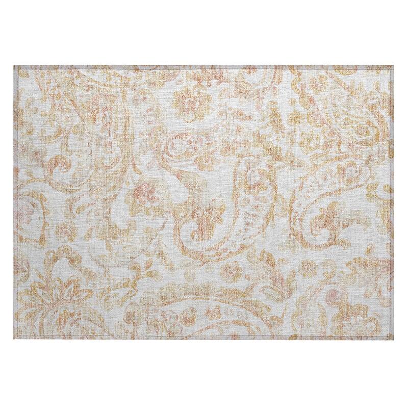 Machine Washable Indoor/ Outdoor Chantille Traditional Scroll Rug