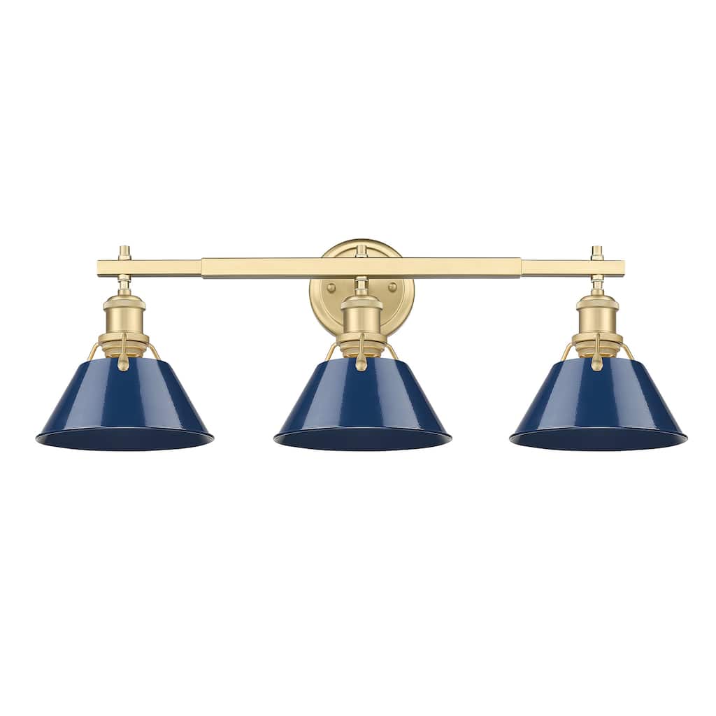 Orwell 3-Light Vanity Light in Brushed Champagne Bronze with Matte Navy - Gold