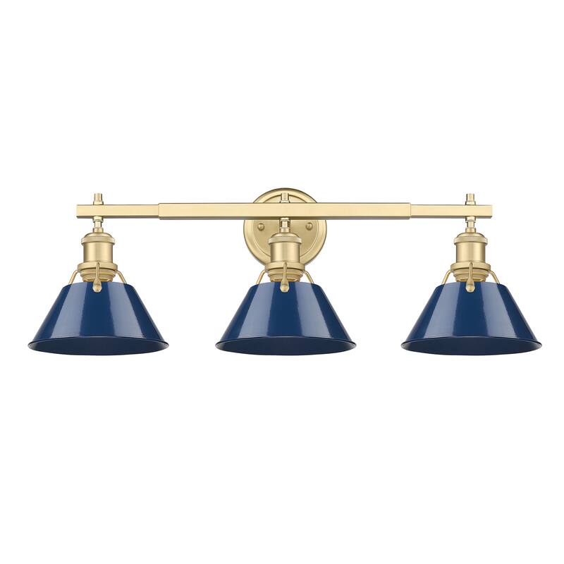 Yep by Golden Lighting Orwell 3-light Vanity in Brushed Champagne Brass and Navy Blue shade - Gold