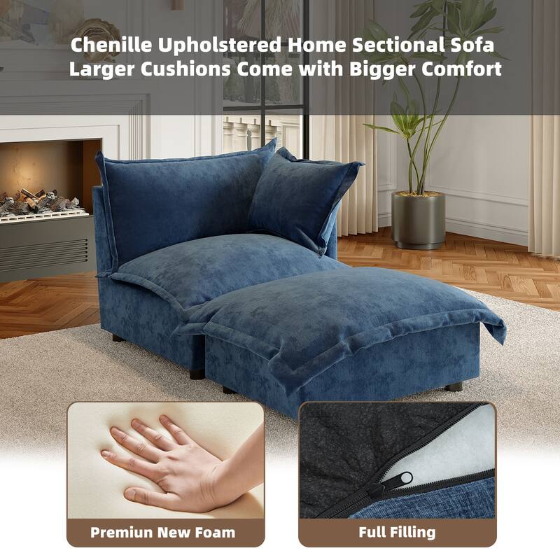 Modern Cloud Chaise Longue Accent Chair with Ottoman set