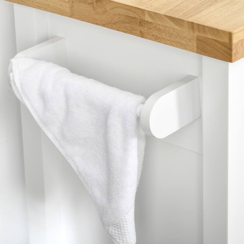 HOMCOM Utility Kitchen Cart, Rolling Kitchen Island with Smooth Rubberwood Top, Narrow Butcher Block Surface on Wheels