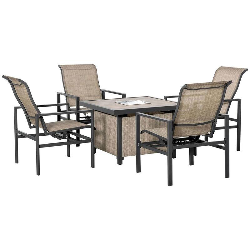 5-Piece Outdoor Dining Set, Chill Compartment, 4 Rocking Chairs