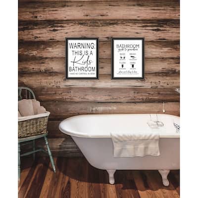 Trendy Decor 4U "Bathroom Guide to Procedures" Printed Framed Wall Art by Lettered & Lined