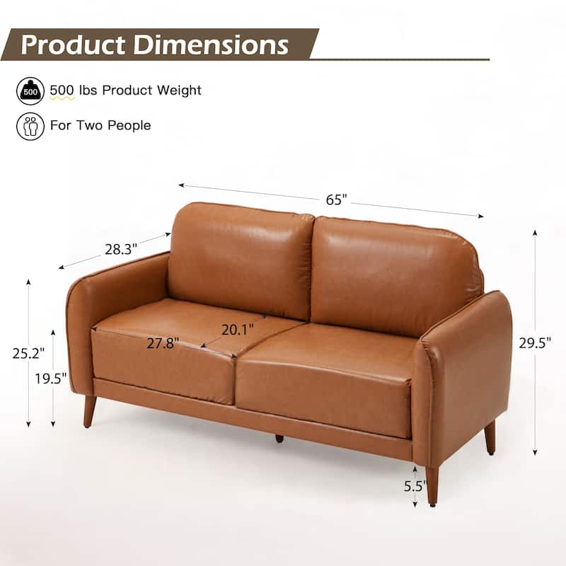 Modern double sofa for small spaces with storage, 2 soft cushions