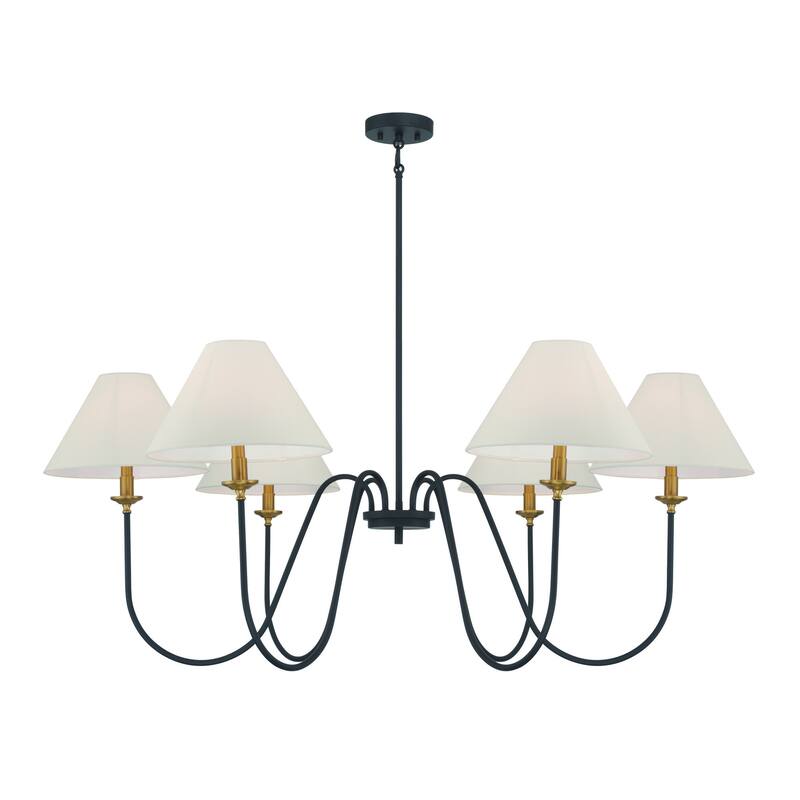 Acroma 6-light Black/Glod Chandelier with Fabric Shade