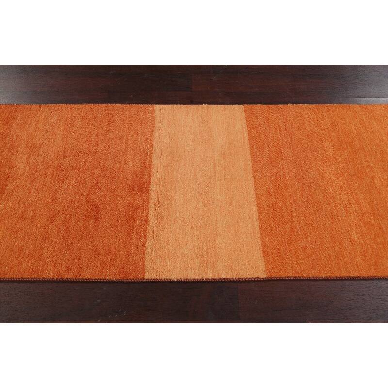 Modern Oriental Gabbeh Kashkoli Runner Rug Hand-knotted Wool Carpet - 2'6" x 20'8"