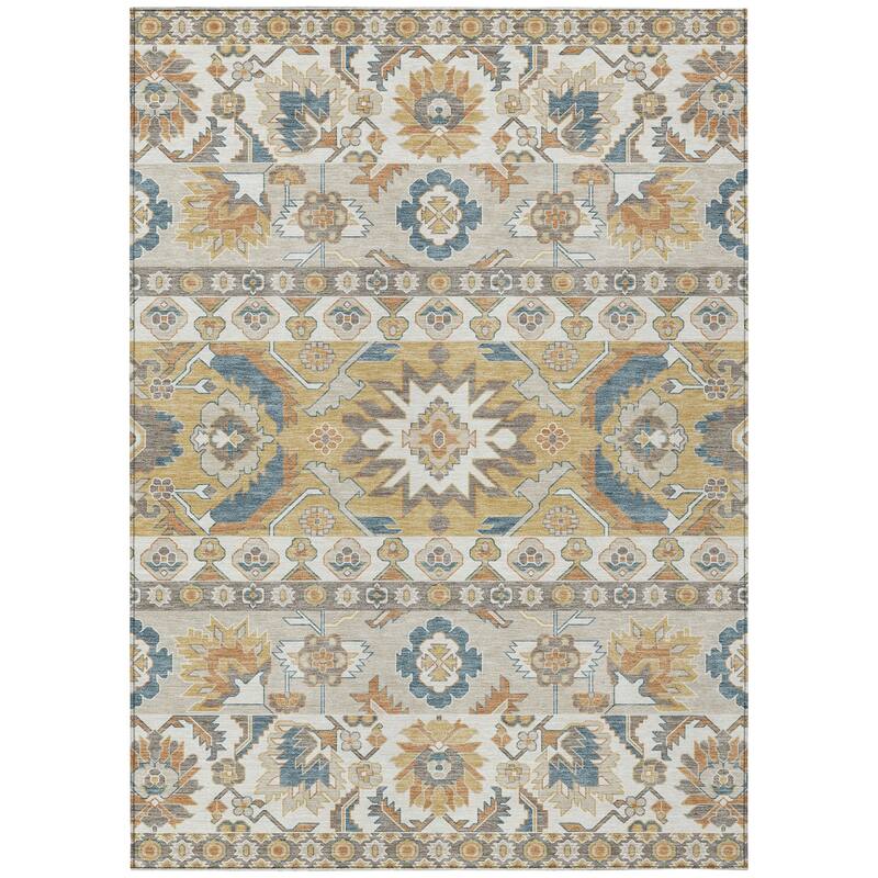 Machine Washable Indoor/ Outdoor Traditional Aspen Chantille Rug