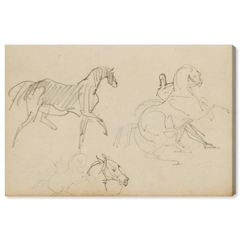 Gericault - Three horse studies Canvas by Art Remedy, Gallery Wrapped - 24" x 16"
