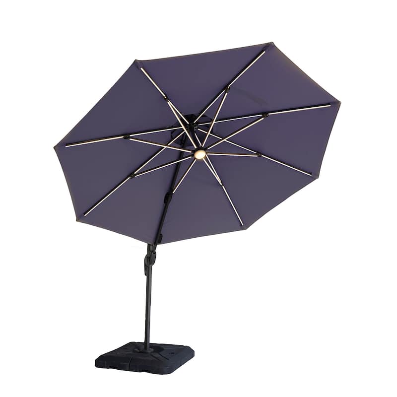 Furniture of America Spring II 10-foot LED Tube Lights Steel Cantilever Offset Tilt Roma Umbrella