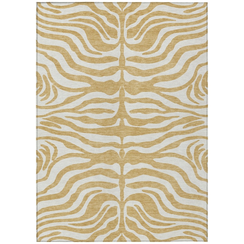Machine Washable Indoor/ Outdoor Modern Animal Print Chantille Rug