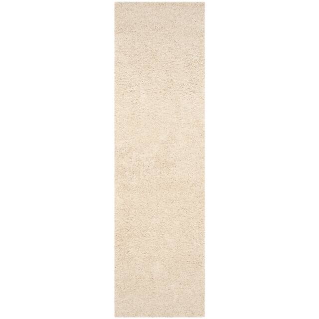 SAFAVIEH Laguna Shag Verdiana Solid Color 2-inch Thick Shag Rug - 2'3" x 10' Runner - Beige
