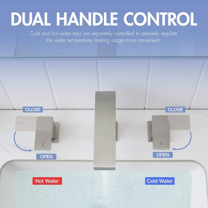 Bathroom Stainless Steel Faucets For Sink 3 Hole Matte 8 Inch Sink Faucet Double Lever Handle Faucet Faucet With Hose
