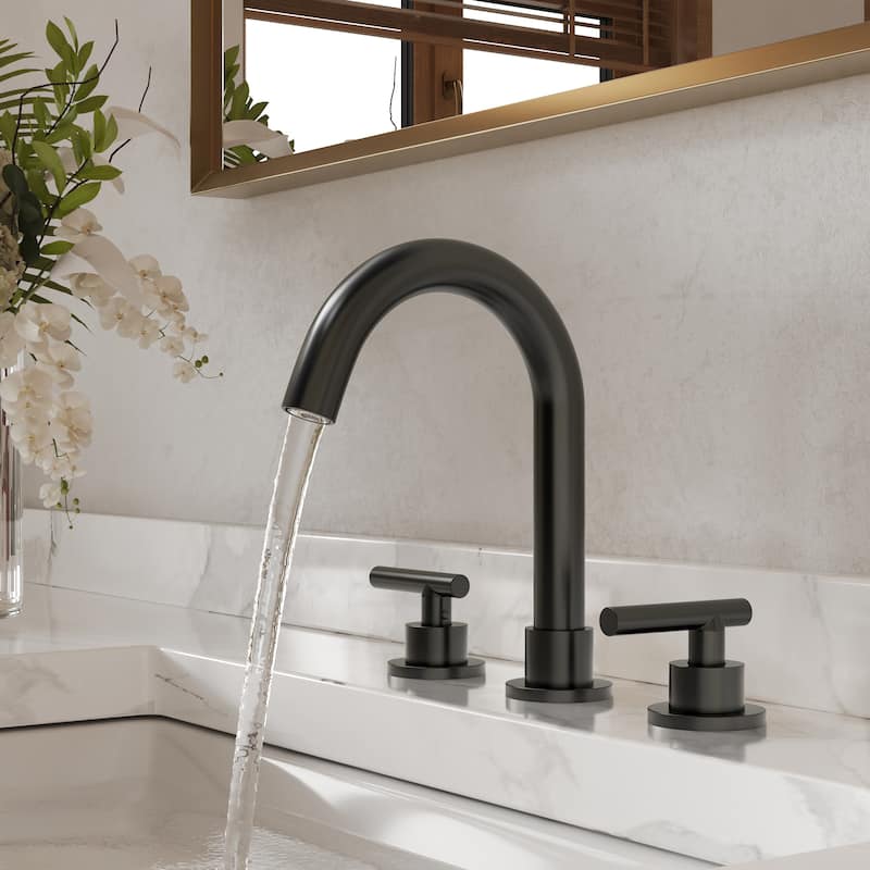 GRANDJOY 8" Mid Arc Widespread 2-Handle Bathroom Faucet - Matte Black