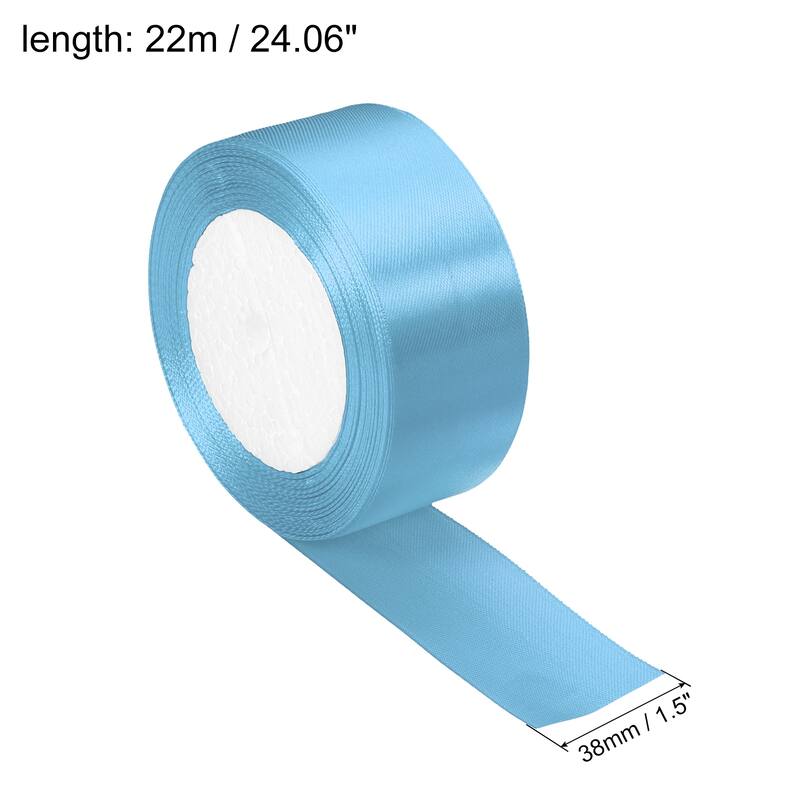 Satin Ribbon Double Face Crafts Roll for Party DIY Wrapping Decoration - Lake Blue