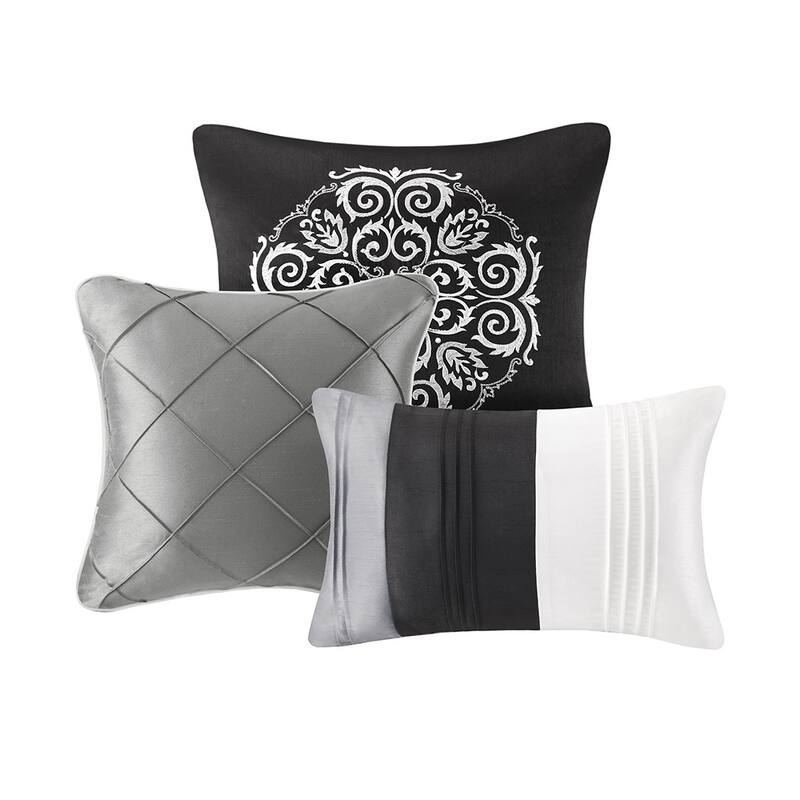 GDF Studio - 7-Piece Faux Silk Comforter Set with Decorative Pillows