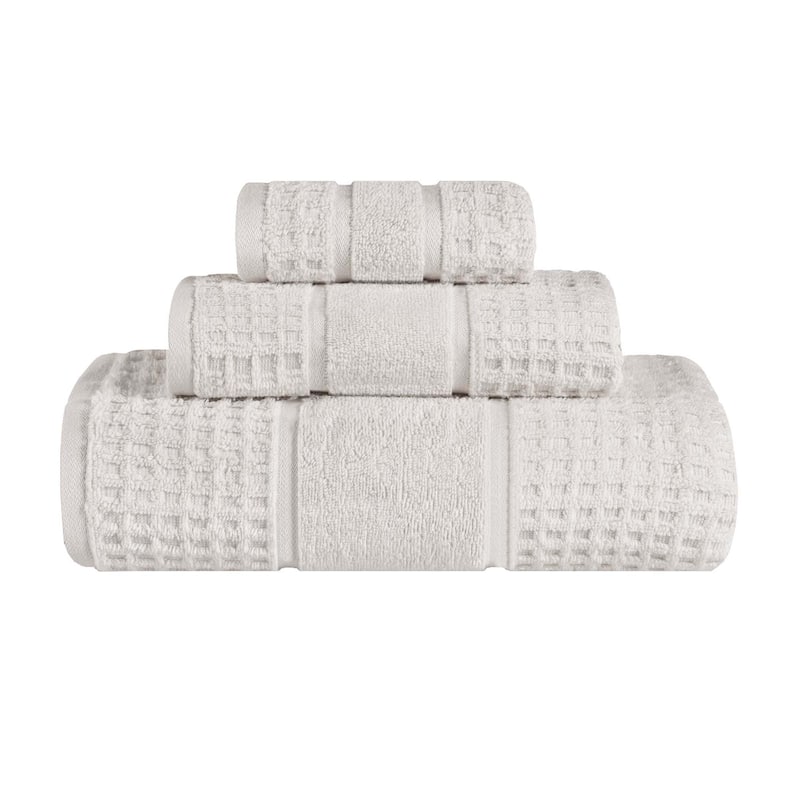 Superior Napa Zero Twist Cotton Waffle 3 Piece Bathroom Towel Set