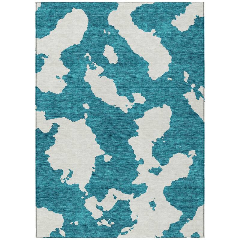 Machine Washable Indoor/ Outdoor Contemporary Abstract Chantille Rug