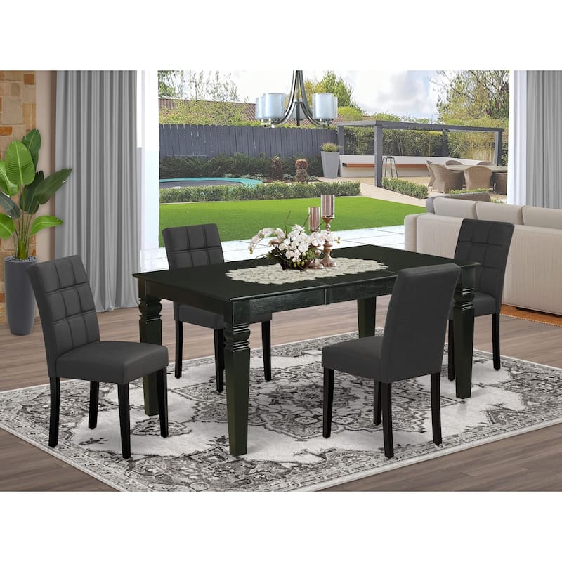 East West Furniture Dinette Set Contains a Rectangle Dining Table and Chairs, Black (Pieces Options) - WEAS5-BLK-12