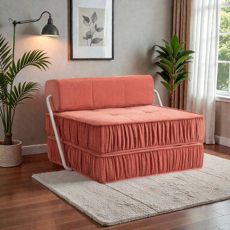 Folding Sofa Futon Sleeper Chair, Convertible Floor Couch and Mattress with Removable Cushion for Small Spaces