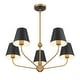 preview thumbnail 4 of 3, Xavier 5 Light Vibrant Gold + Matte Black Chandelier