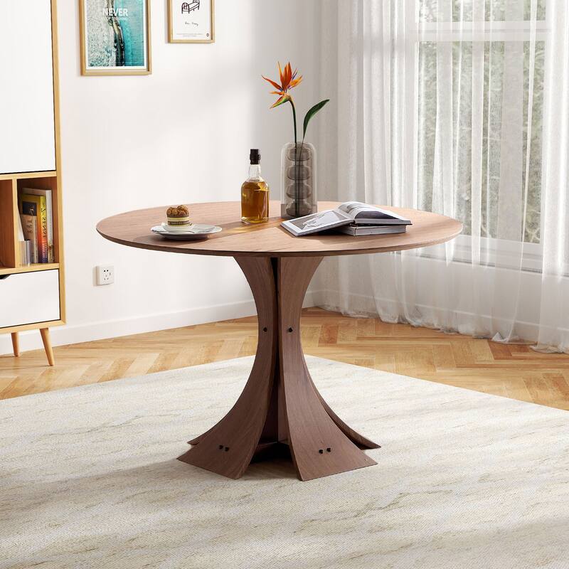 47.2" Round Modern Style MDF Wood Dining Table