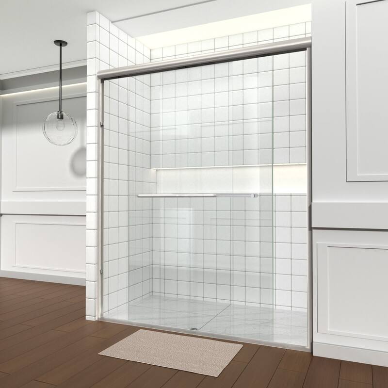 i-Homare 56-60 in. W x 72 in. H Semi-Frameless Bypass Sliding Shower Door - Brushed Nickel