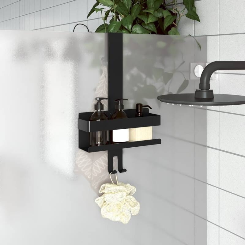 vidaXL Hanging Shower Caddy Brushed 304 stainless steel - 2.6 x 9.4 x 16.1 - Black