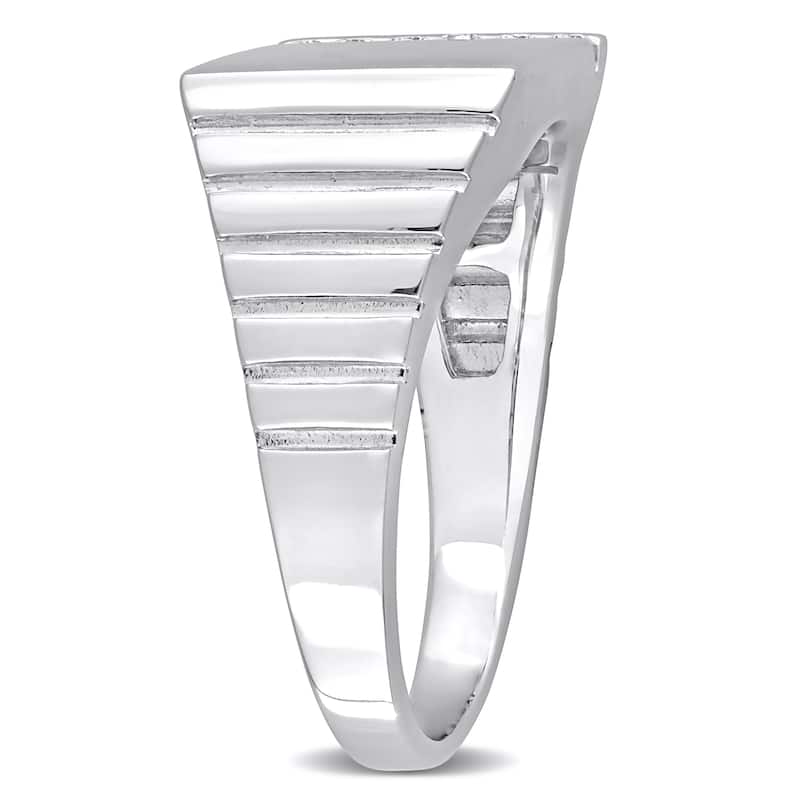 Miadora 1/10 CT TDW Diamond Mens Ring in Sterling Silver
