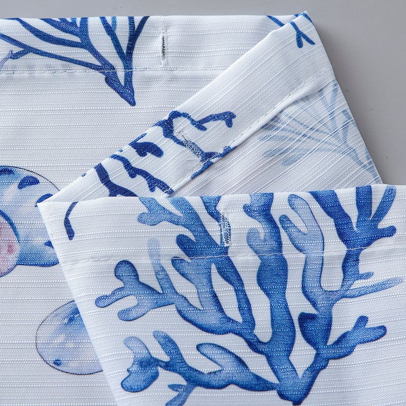 Dainty Home Seaside 3D Textured Fabric Shower Curtain with 12 Metal Rollerball Hooks, 70" x 72"