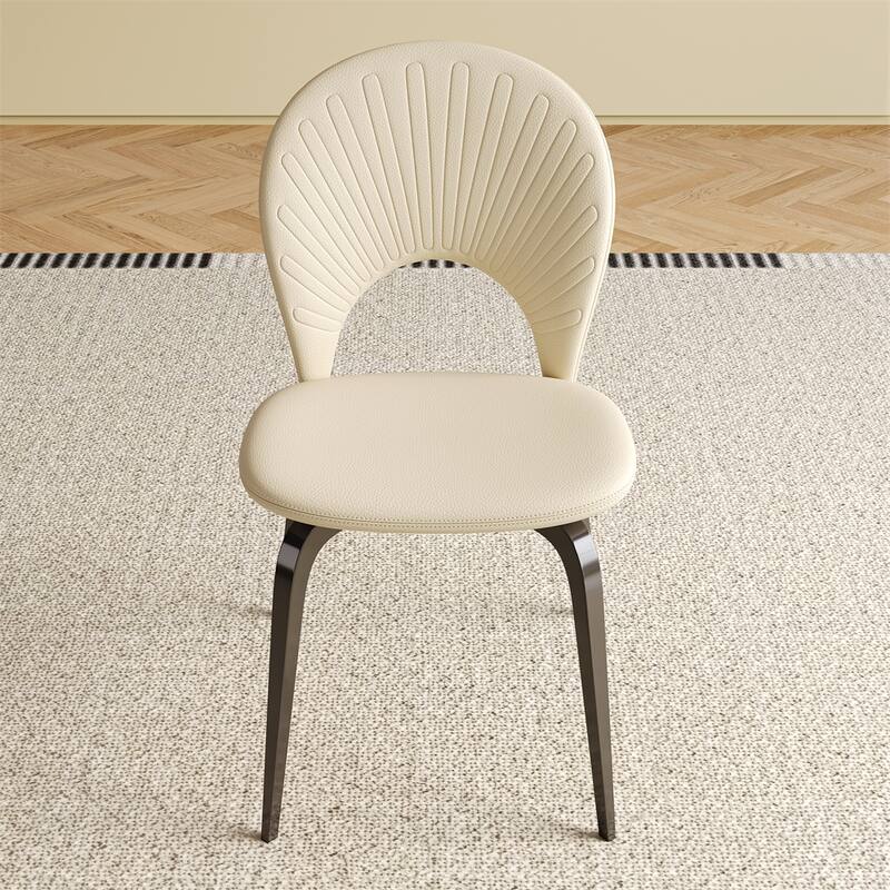 PU-Leather Chairs with Metal Legs & Backrest,Modern Desk Chair 2 PCS